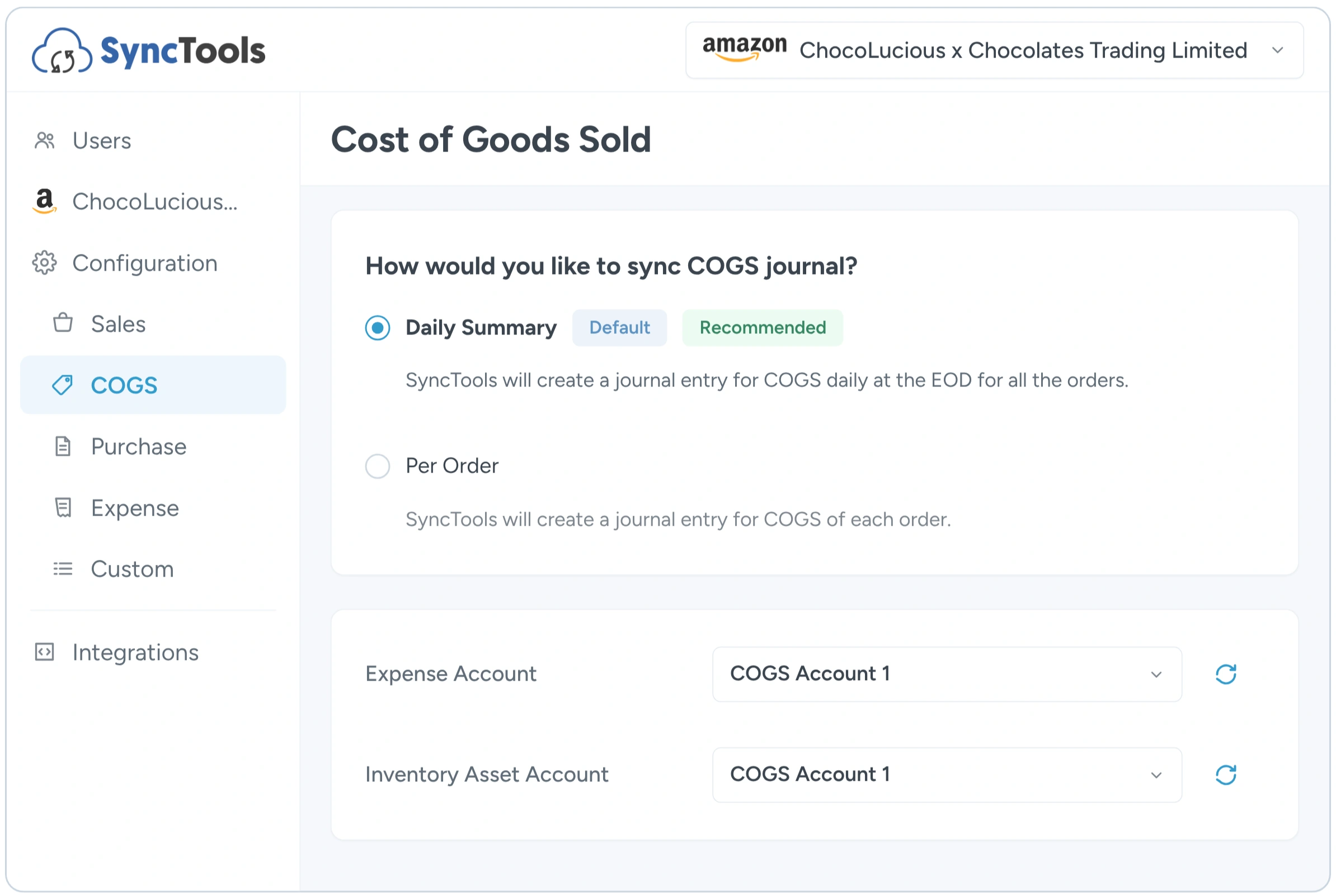 SyncTools Amazon to NetSuite COGS configuration for automated accounting integration