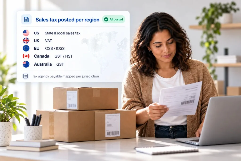 Multi-jurisdiction sales tax mapping for US, UK, EU, Canada, and Australia eCommerce orders