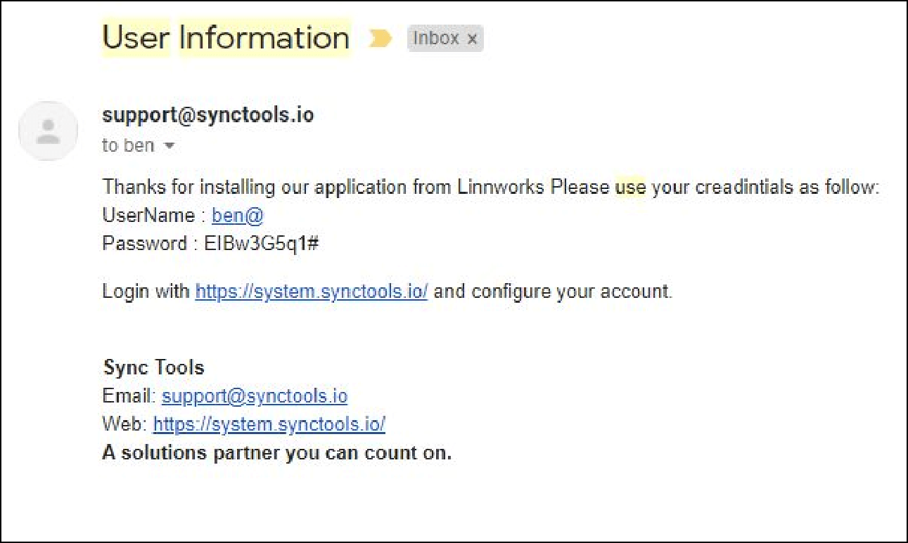 User Information (Username + Password) will be sent