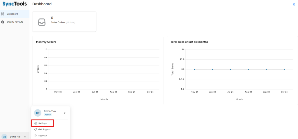 Login in and Accessing Settings
