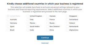 Choose Additional Countries: Expanding Business Configuration