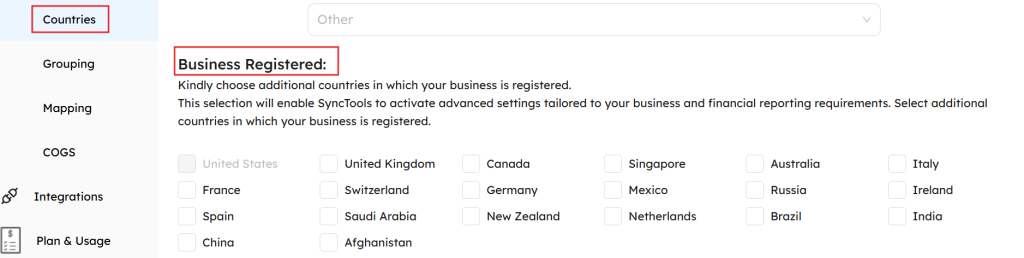 The available options