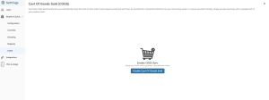 SyncTools enable COGS configuration screen to activate cost of goods sold tracking for accurate ecommerce accounting records