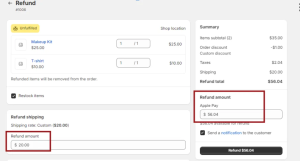 SyncTools refund transaction screen for processing and recording ecommerce order refunds in integrated accounting systems