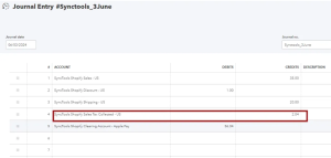 SyncTools sales tax in journal entry view recording tax amounts from ecommerce orders for accurate accounting and reporting