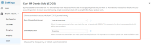 SyncTools option to select chart of accounts for COGS mapping to ensure accurate cost tracking in ecommerce accounting systems