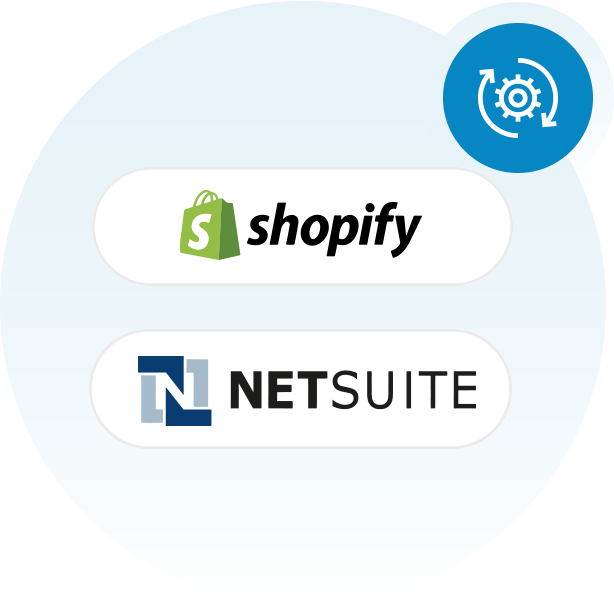 SyncTools integration showing automated connection between Shopify and NetSuite for syncing eCommerce and ERP data seamlessly